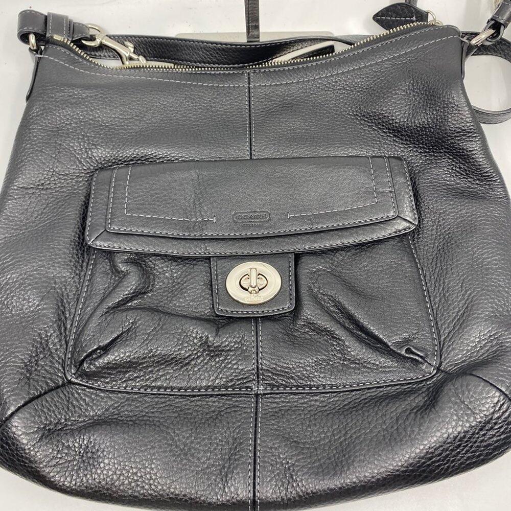 COACH M Size Black Leather Crossbody Bag - Picture 3 of 10